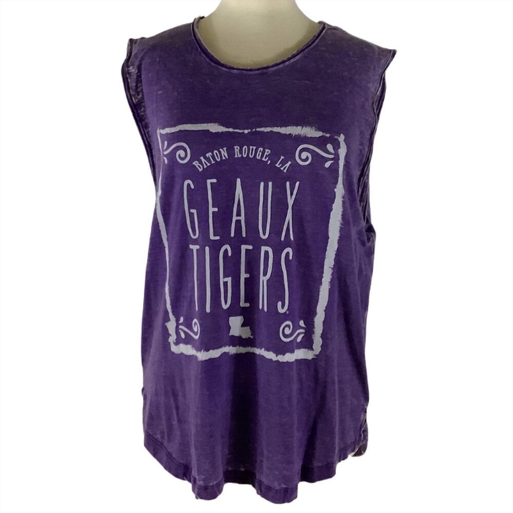 Pressbox Purple Geaux Tigers Washed Muscle Tank